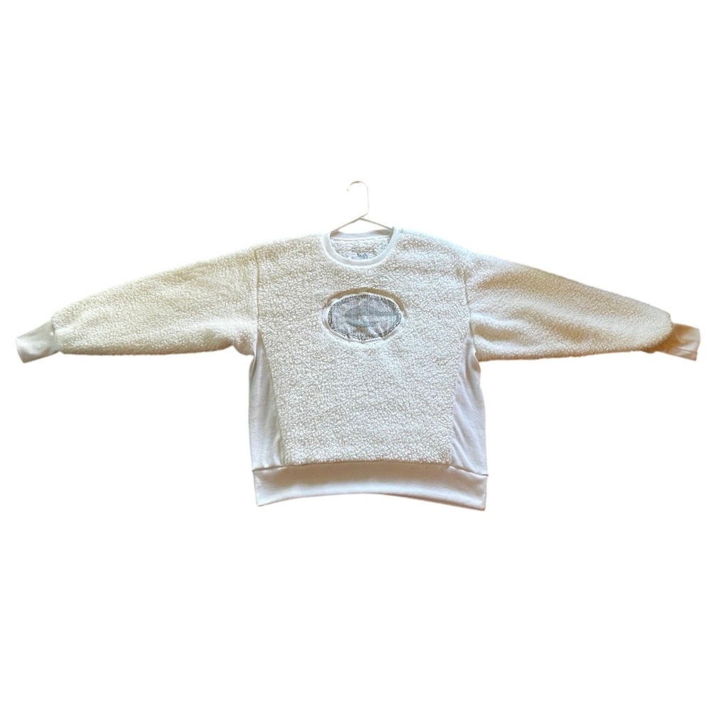 Touch Stadium Packers Rhinestone White Sherpa Fleece Crewneck Women's Large - Picture 2 of 6